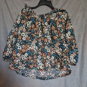Sonoma Floral Women's Blouse - Blue and Orange